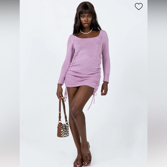 NWT Princess Polly Mya Long Sleeve Mini Dress in purple - Picture 4 of 5